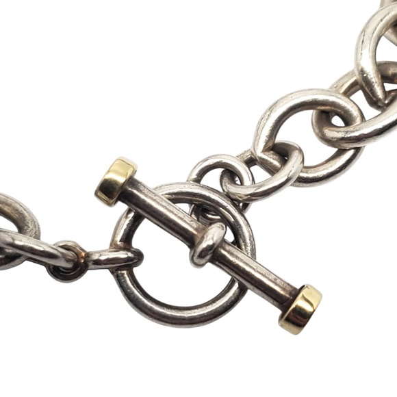 Sadye L Vassil Sterling & 14K Gold Plated Blue Topaz Charm Bracelet #20745 - Picture 8 of 10